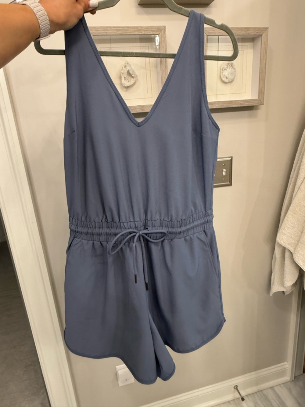 Abercrombie & Fitch Blue Sleeveless V-Neck Romper